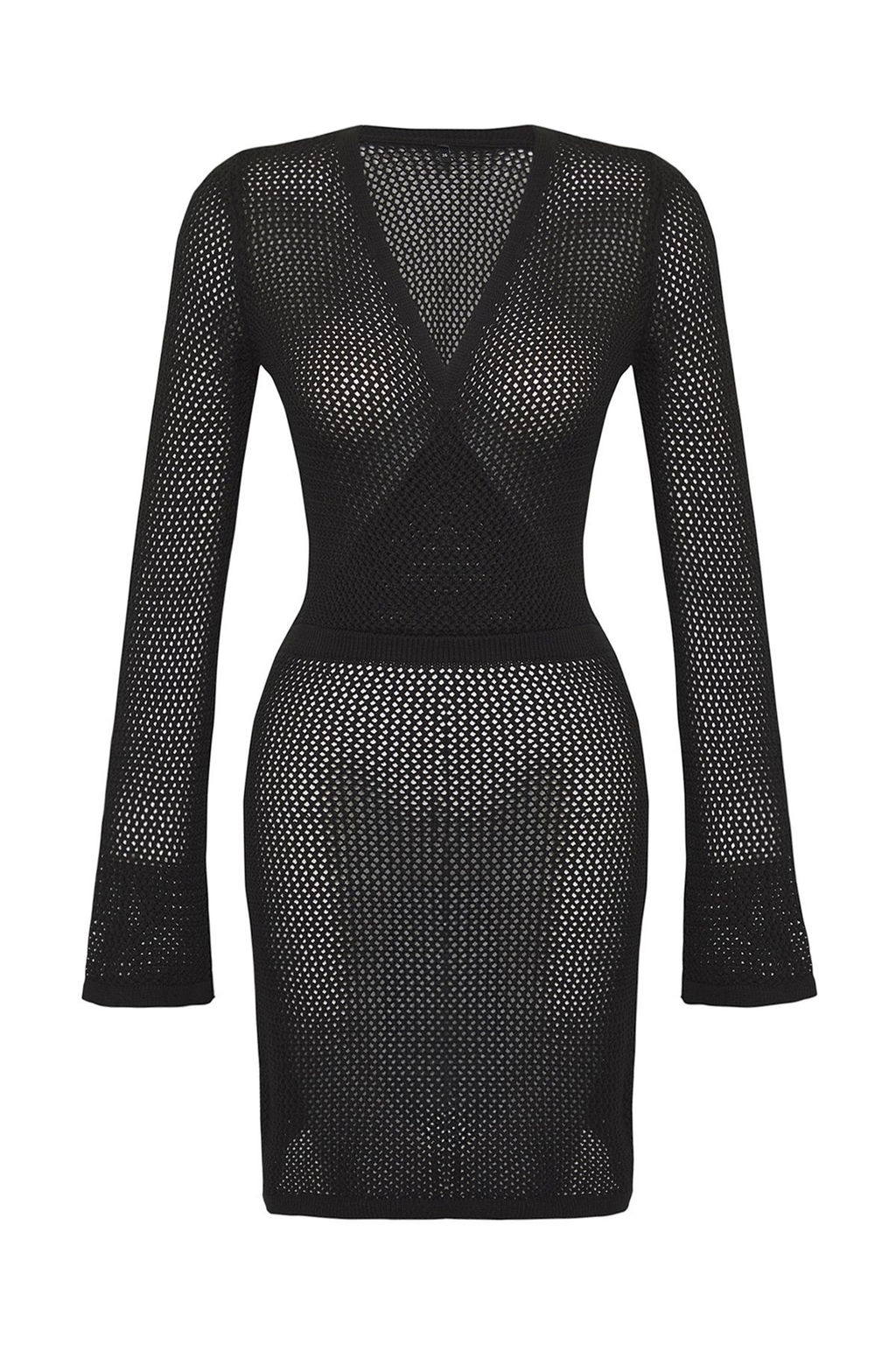 TRENDYOLMILLA Beyaz Mini Triko Triko Plaj Elbisesi TBESS25EL00004 фото 8