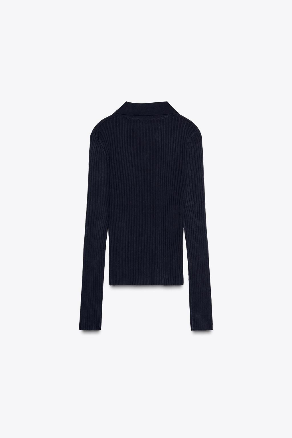 RIBBED KNIT POLO NECK JUMPER - Zara фото 11