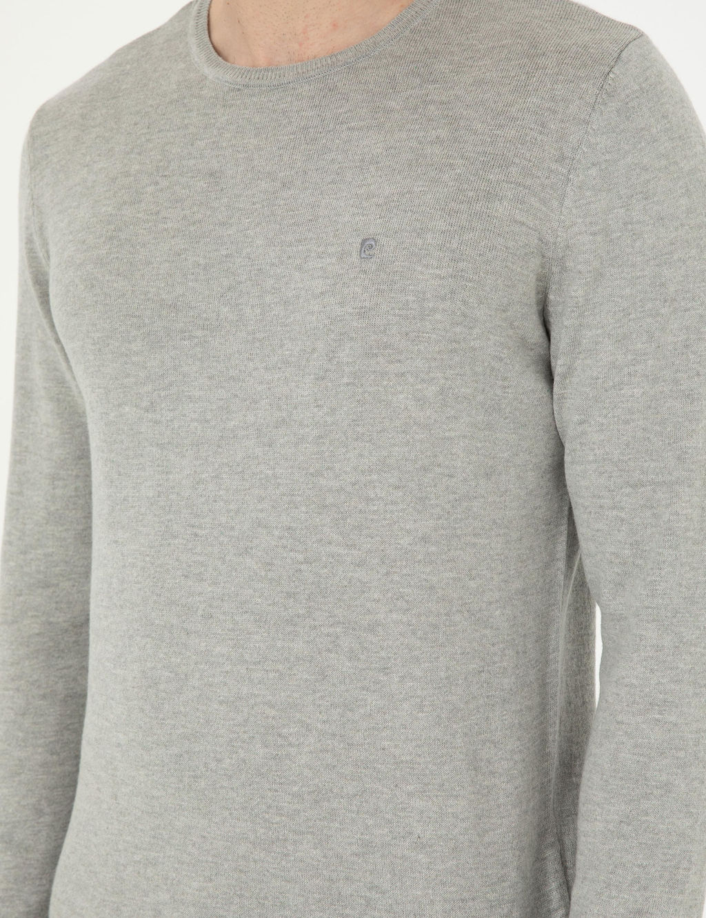 A__k Gri Melanj Slim Fit Bisiklet Yaka Basic Triko Kazak - Pierre cardin фото 7