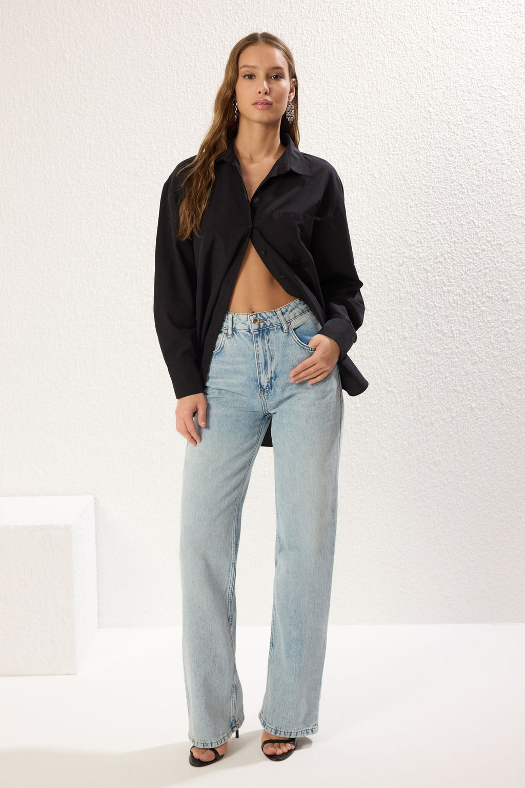 Ac?k Mavi Yuksek Bel Wide Leg Jeans TWOSS25JE00058 - Trendyolmilla фото 2