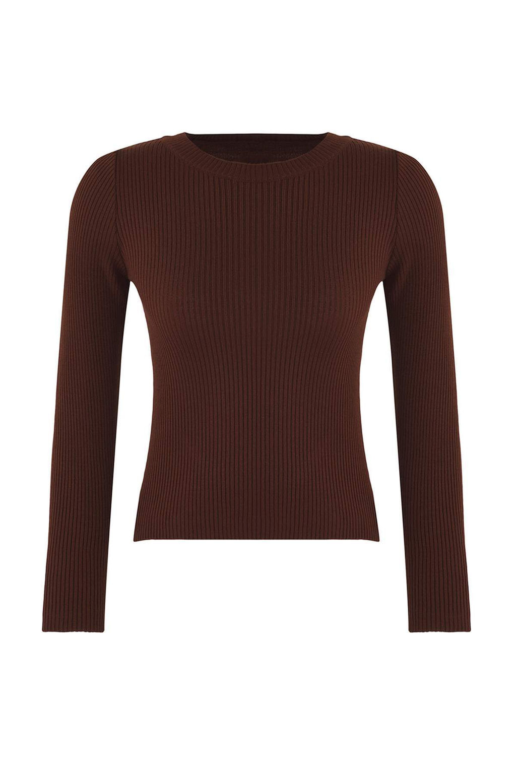 Kahverengi Basic Fitilli Triko Kazak TWOAW22KZ1708