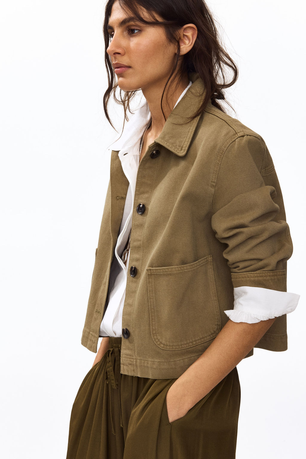 Chaqueta camisera en sarga de algod?n - H&m фото 3