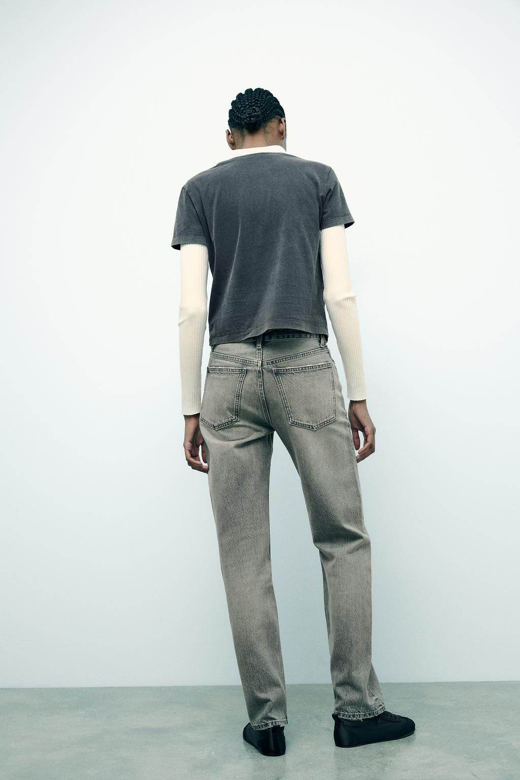 TRF STRAIGHT-LEG MID-RISE JEANS - Zara фото 6