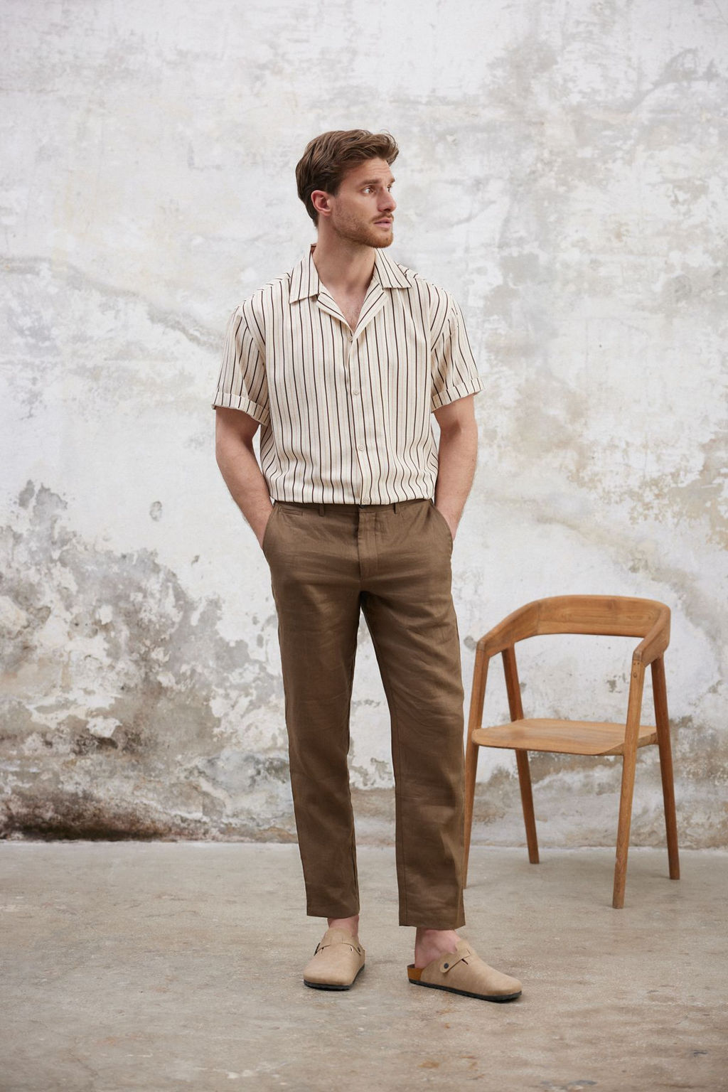 TRENDYOL MAN Ekru Oversize Gomlek TMNSS25GO00060 - Trendyolmilla фото 3