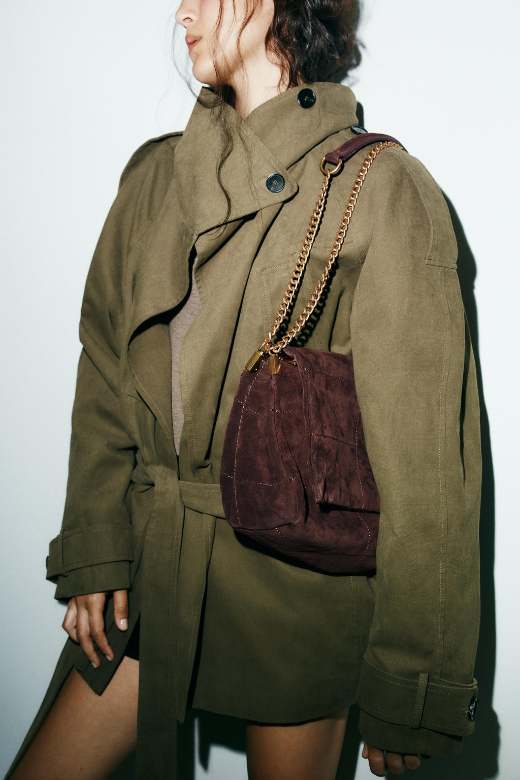 SPLIT SUEDE LEATHER SHOULDER BAG