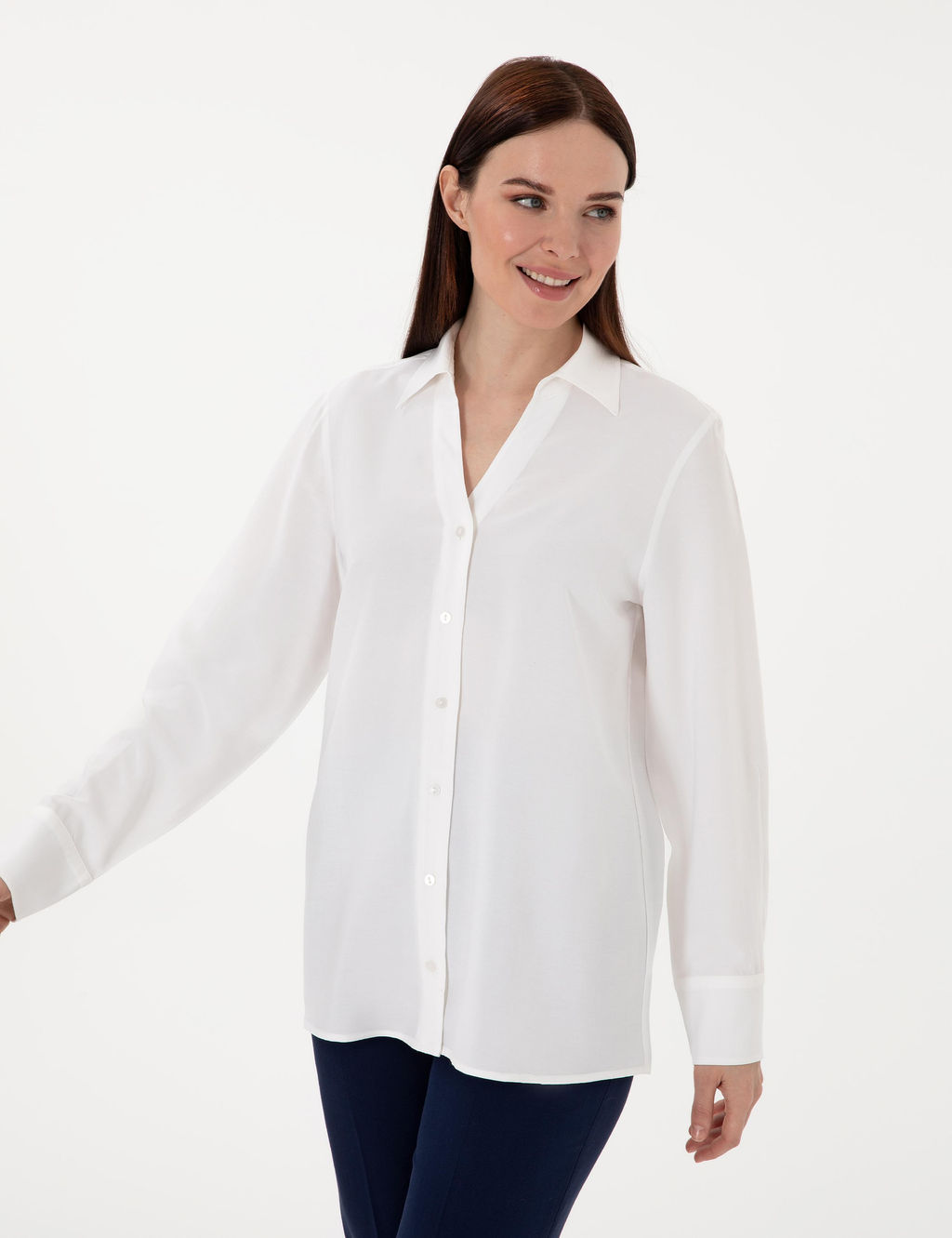 Beyaz Comfort Fit Uzun Kollu G_mlek - Pierre cardin фото 3