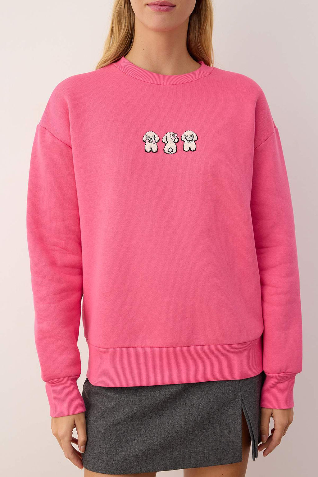 TRENDYOLMILLA Tas Animal Nak?sl? Regular/Normal Kal?p Kal?n Ici Polarl? Orme Sweatshirt TWOAW24SW00196 фото 11