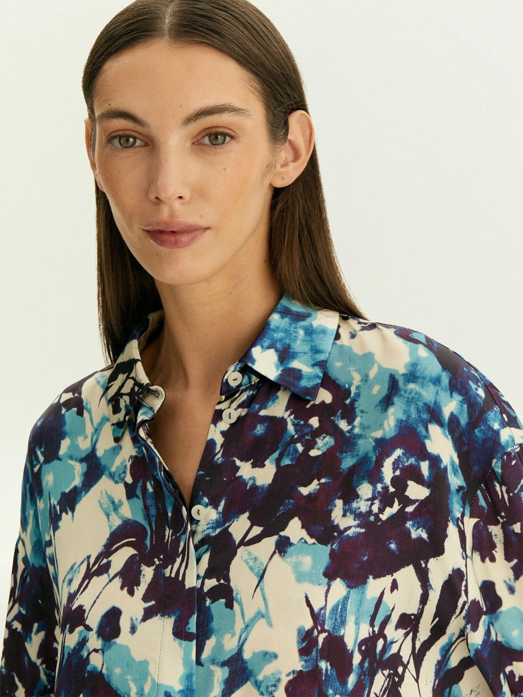 Рубашка с абстрактным принтом из 100% вискозы, B3245/graphica - Emka фото 4