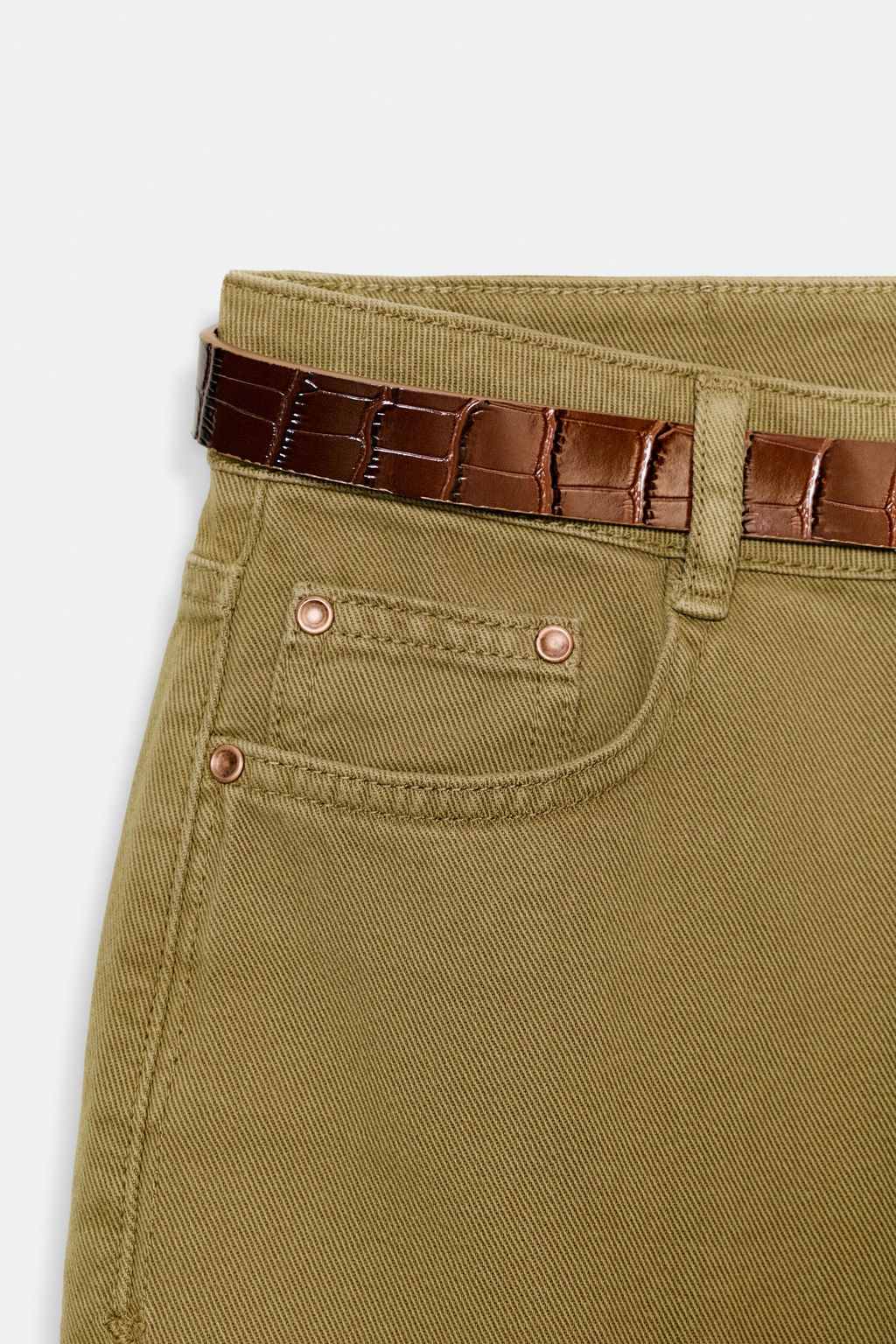 JEANS Z1975 WIDE LEG CINTUR?N / Khaki - Zara фото 9