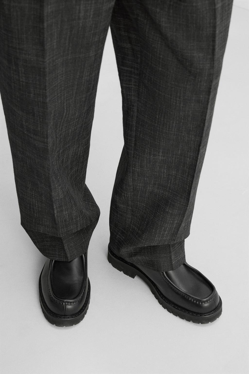 LEATHER MOC TOE SHOES - Zara фото 4
