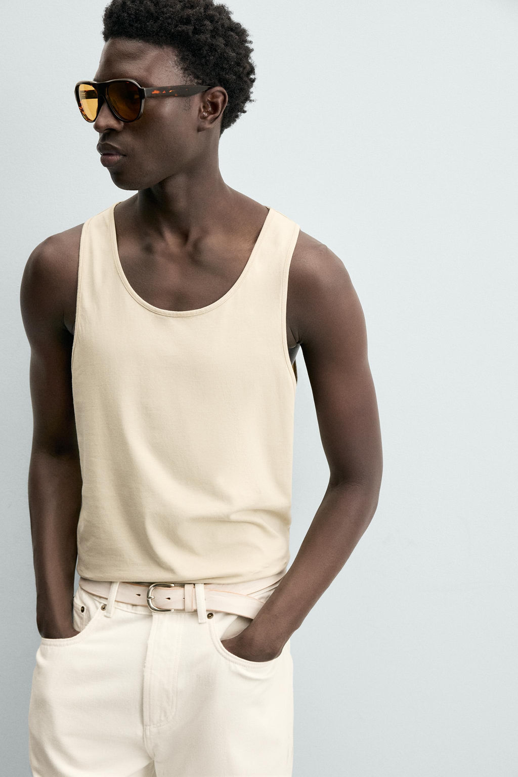 CAMISETA TANK REGULAR FIT MEDIUM WEIGHT / Beige claro - Zara фото 6