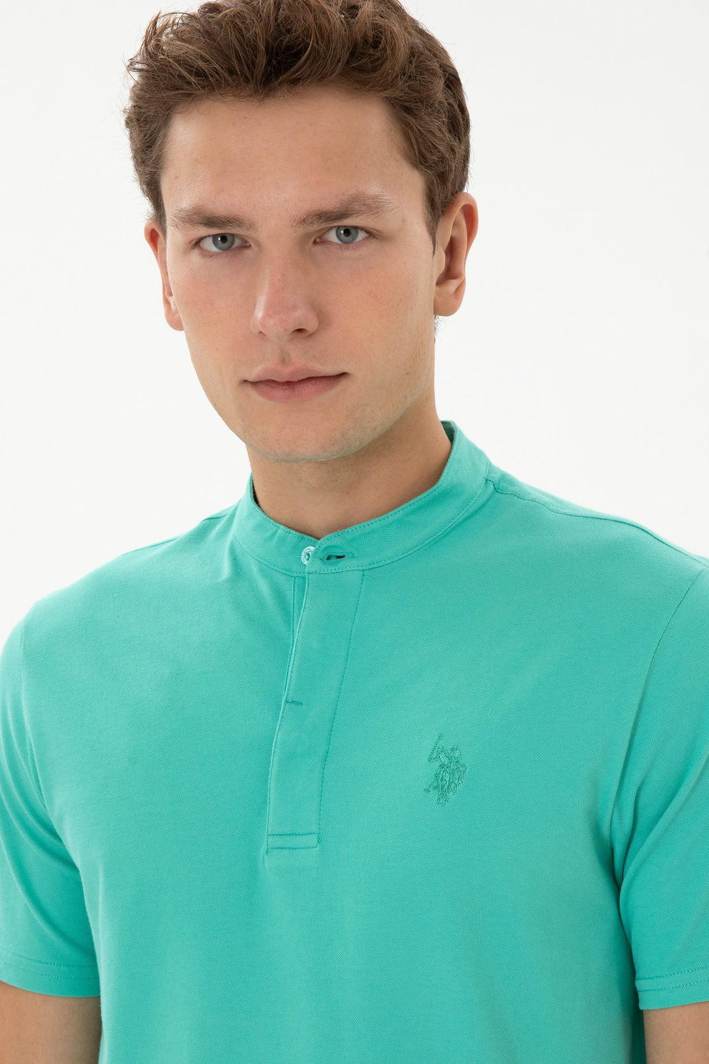 Erkek Regular Fit Hakim Yaka Mint Ti__rt