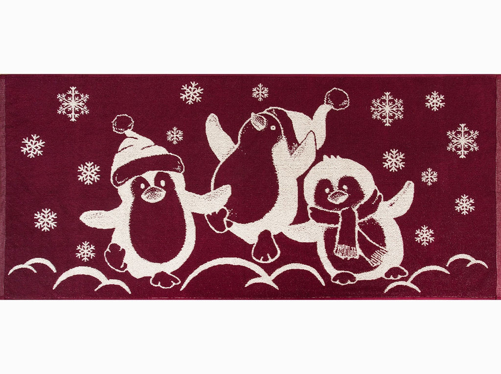 Полотенце махровое 6с102.411ж1 Пингвины(кр.дерево1) 67х150см