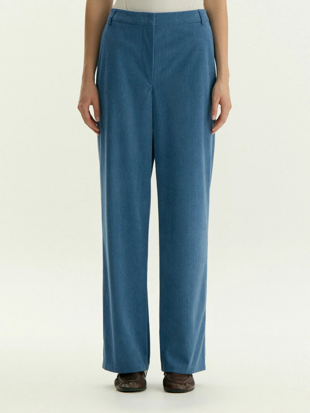 Вельветовые брюки прямого кроя на резинке, D461/brass - Emka фото 3