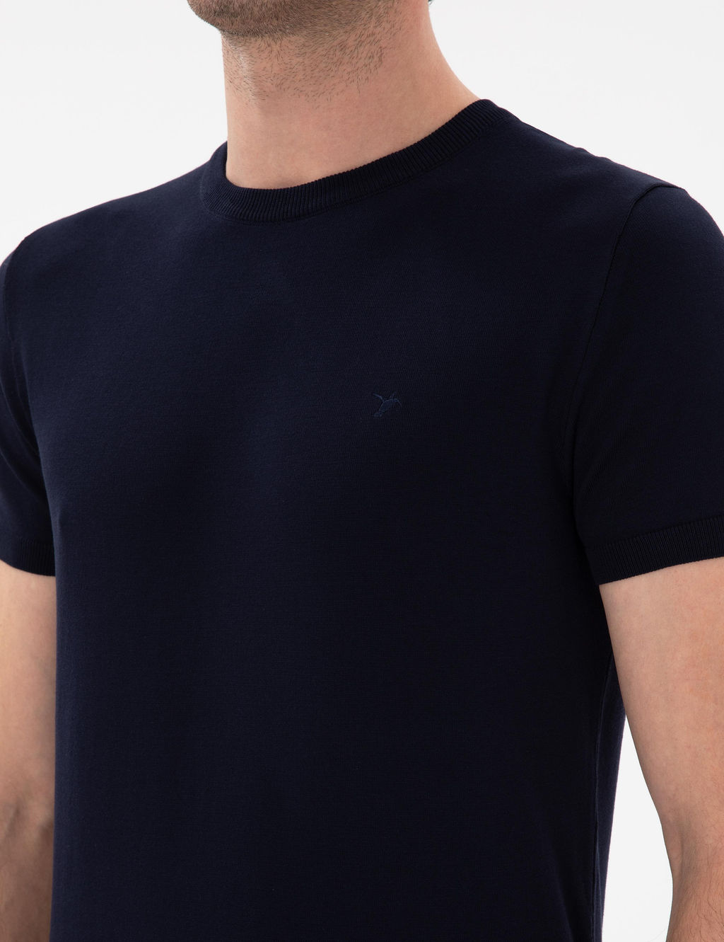 Lacivert Slim Fit Bisiklet Yaka Triko T-shirt - Cacharel фото 7