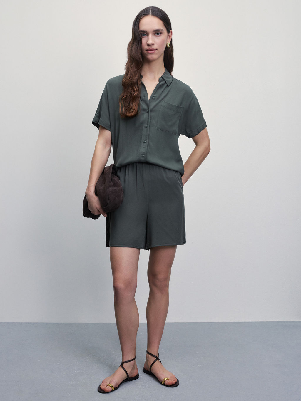 Рубашка с коротким рукавом из вискозы / Zarina  фото 2