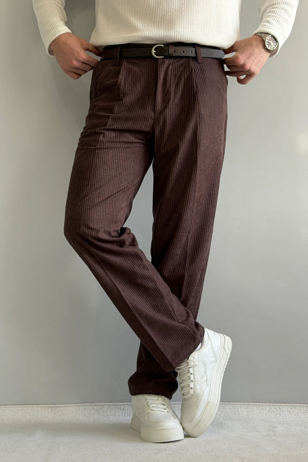 Kahverengi Erkek Baggy Fit Kadife Pantolon TMNAW26PL00022 - Trendyolmilla фото 3