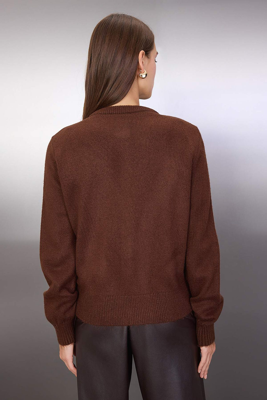 Kahverengi 2li Yun Kar?s?ml? Tas Islemeli Premium Iplik/Ozel Iplik Triko Bluz H?rka TWOAW26HI00200 - Trendyolmilla фото 4