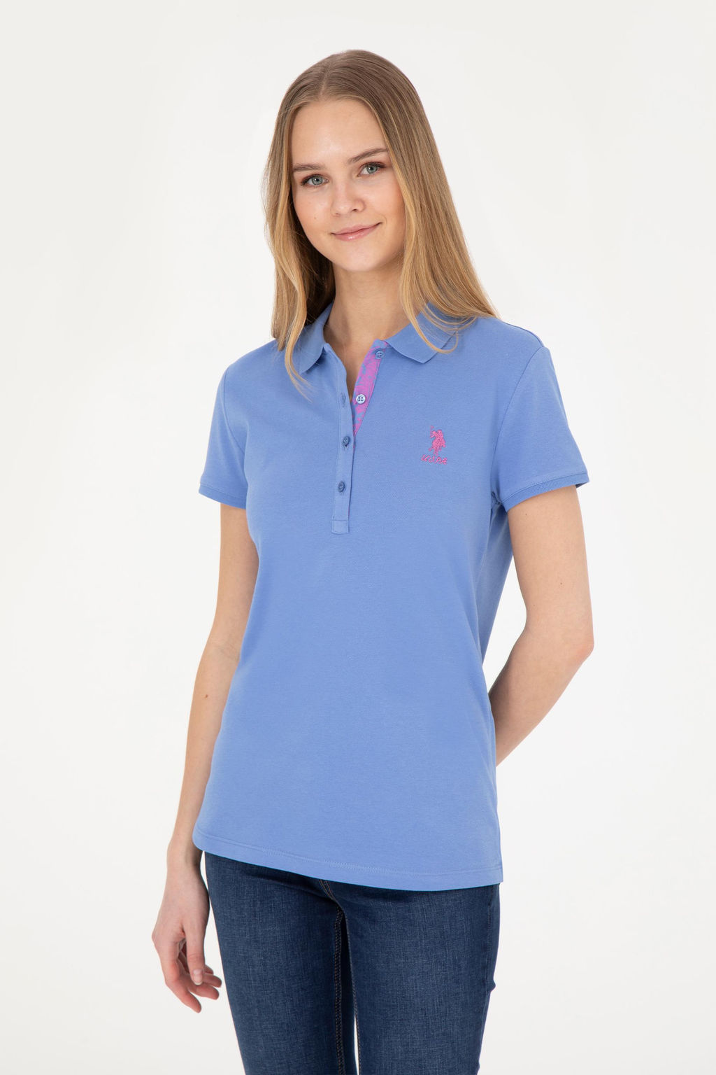 Женская темно-синяя базовая футболка Неожиданная скидка в корзине - U.s. polo assn фото 3