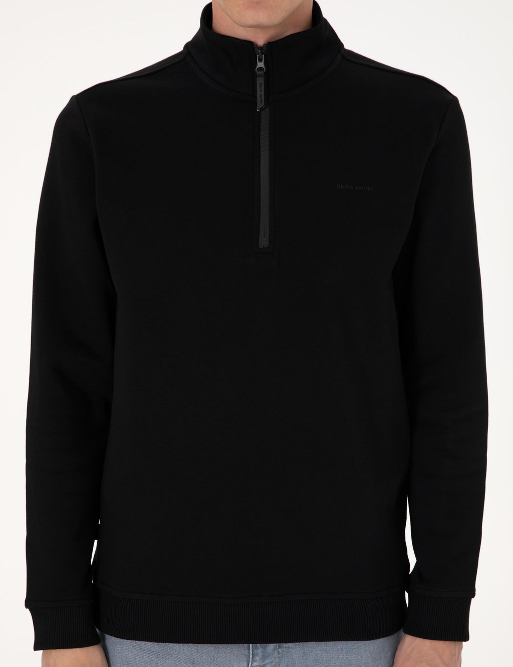 Siyah 3 _plik Regular Fit Fermuarl_ Dik Yaka Basic Sweatshirt - Pierre cardin фото 6
