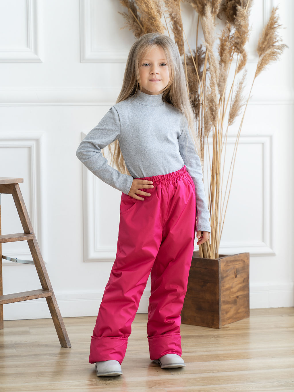 Брюки на поясе осенне-весенние малина (146, 72)