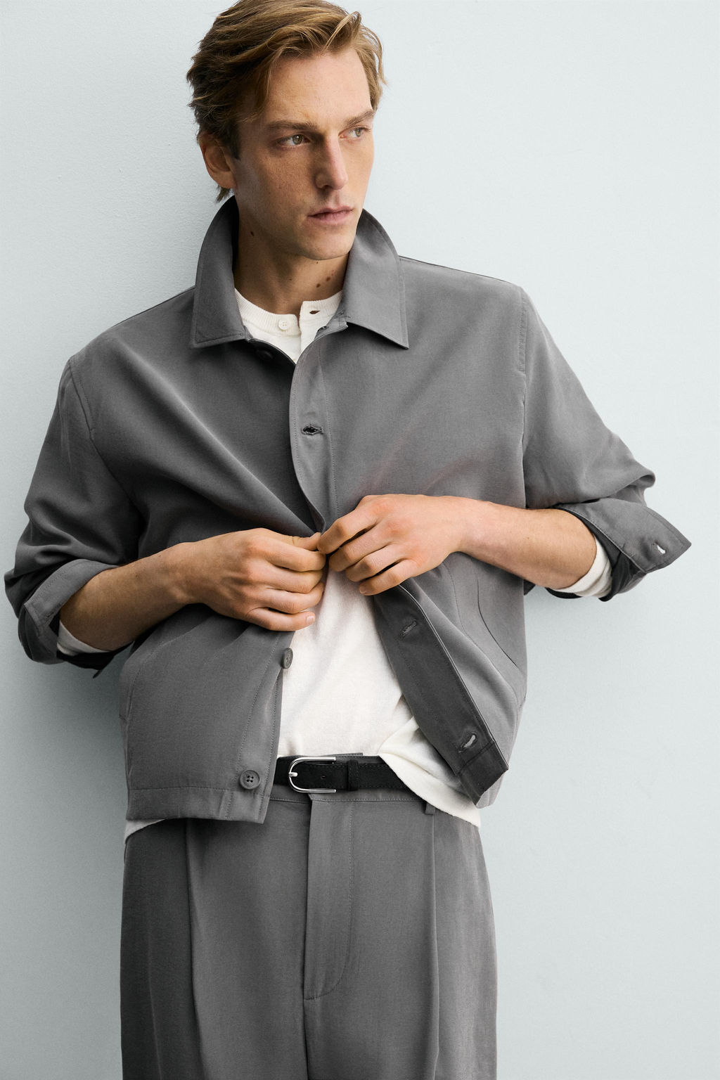 SOBRECAMISA FLUIDA BOXY FIT / Gris topo - Zara фото 5