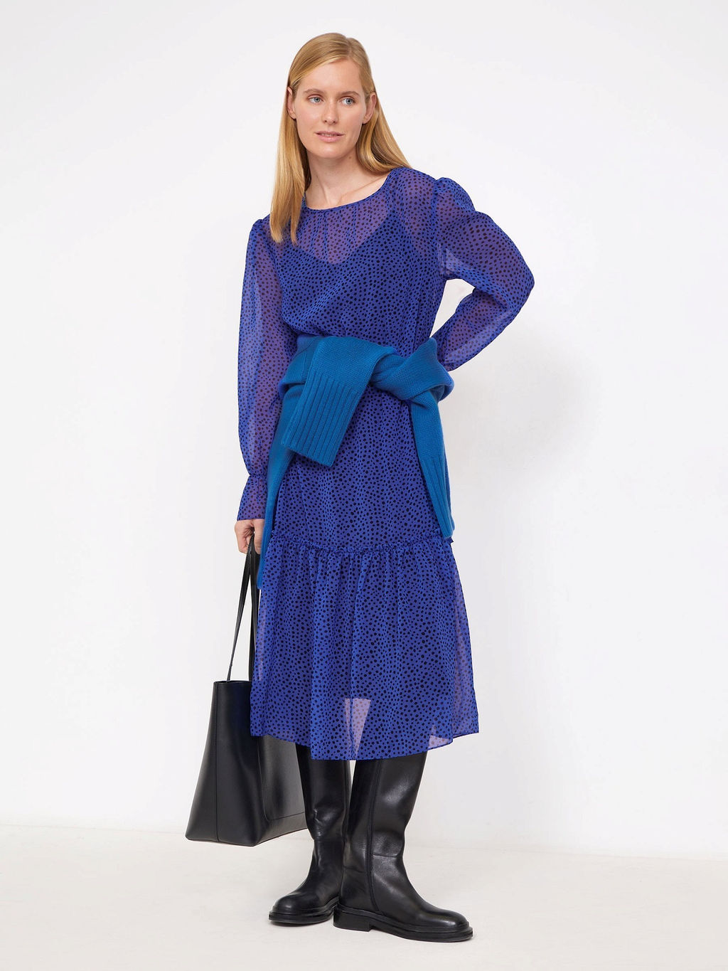 Платье Emka PL1447 приталенное из полиэстера синее фото 2