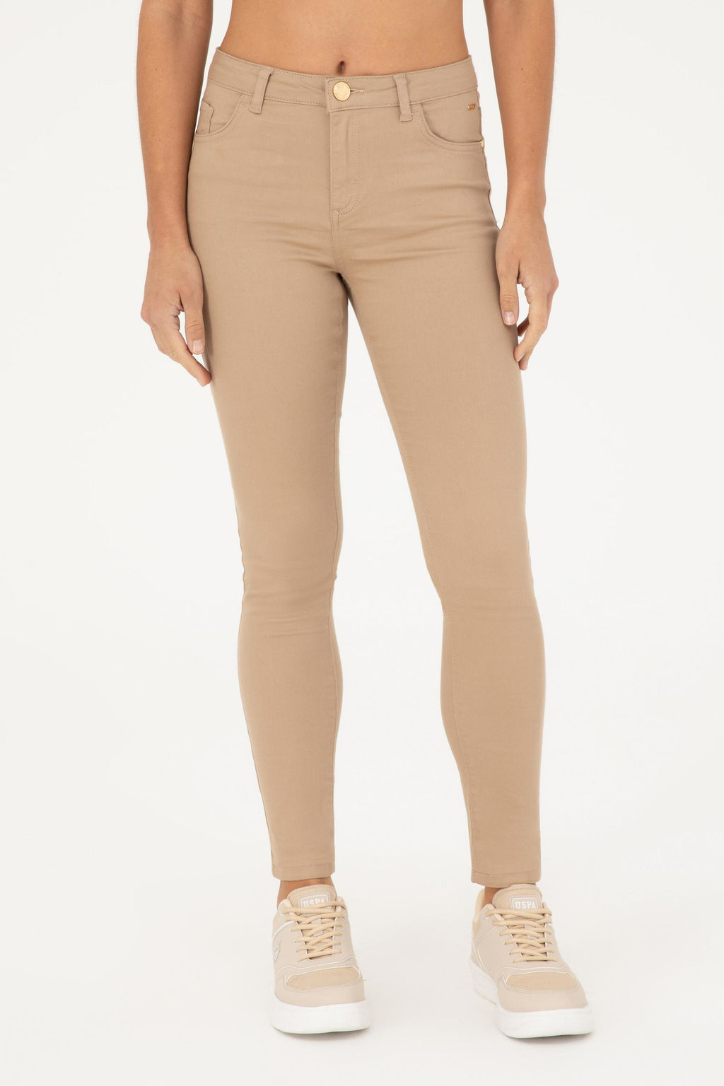 Женские брюки песочного цвета из парусины - U.s. polo assn фото 2