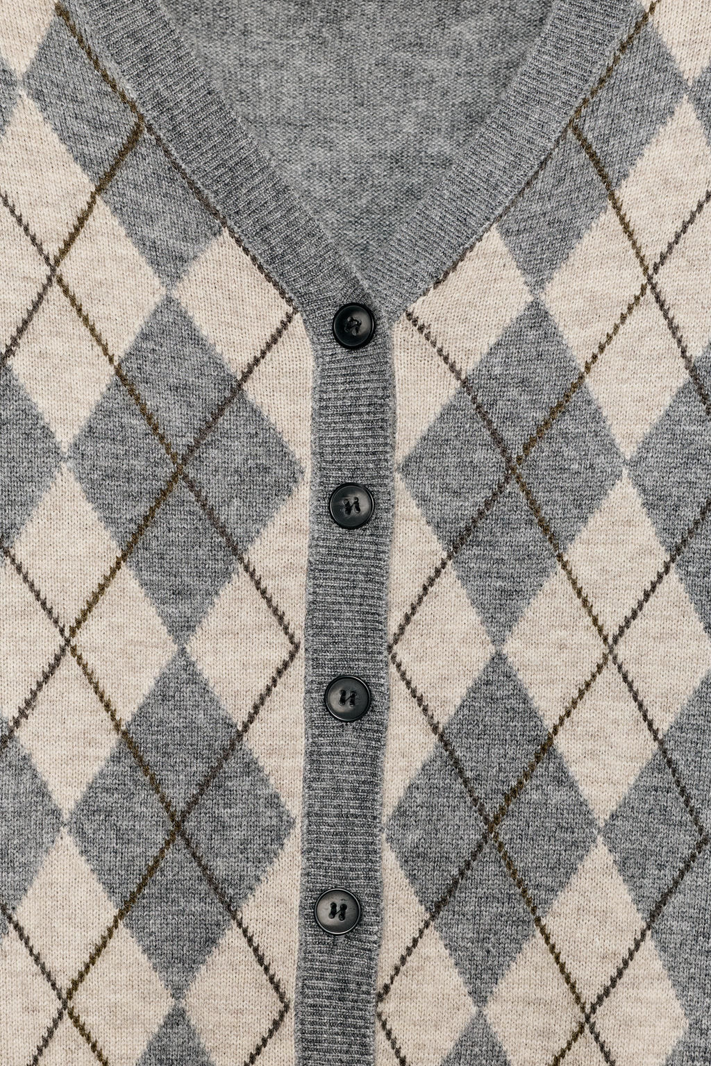 WOOL BLEND ARGYLE CARDIGAN - Zara фото 4
