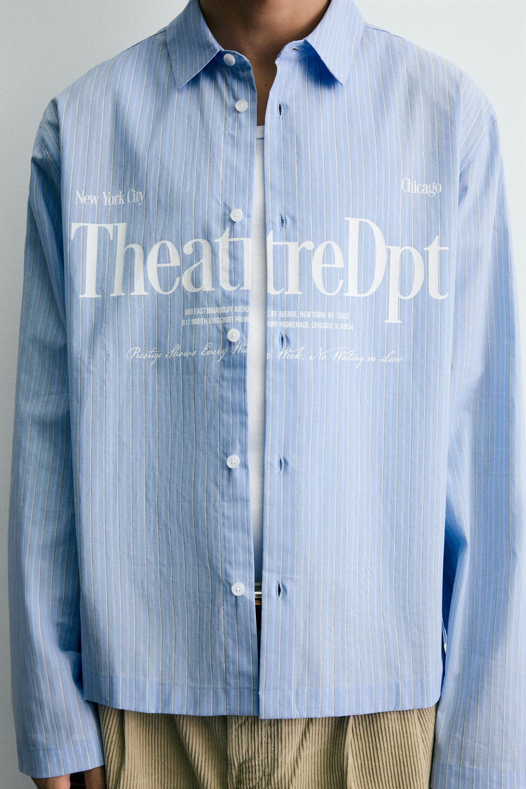 CAMISA RELAXED FIT CUADROS TEXTO / Azul claro - Zara фото 6