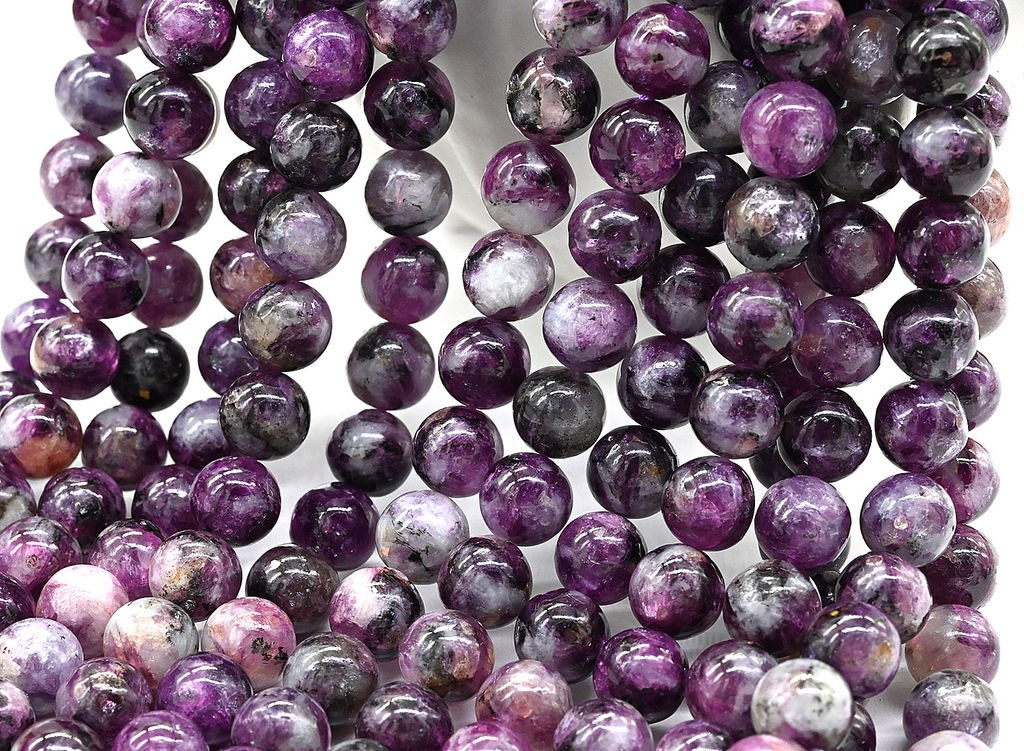 Бусины из лепидолита шарик 10мм, 38см, 40 бусин Радуга камня