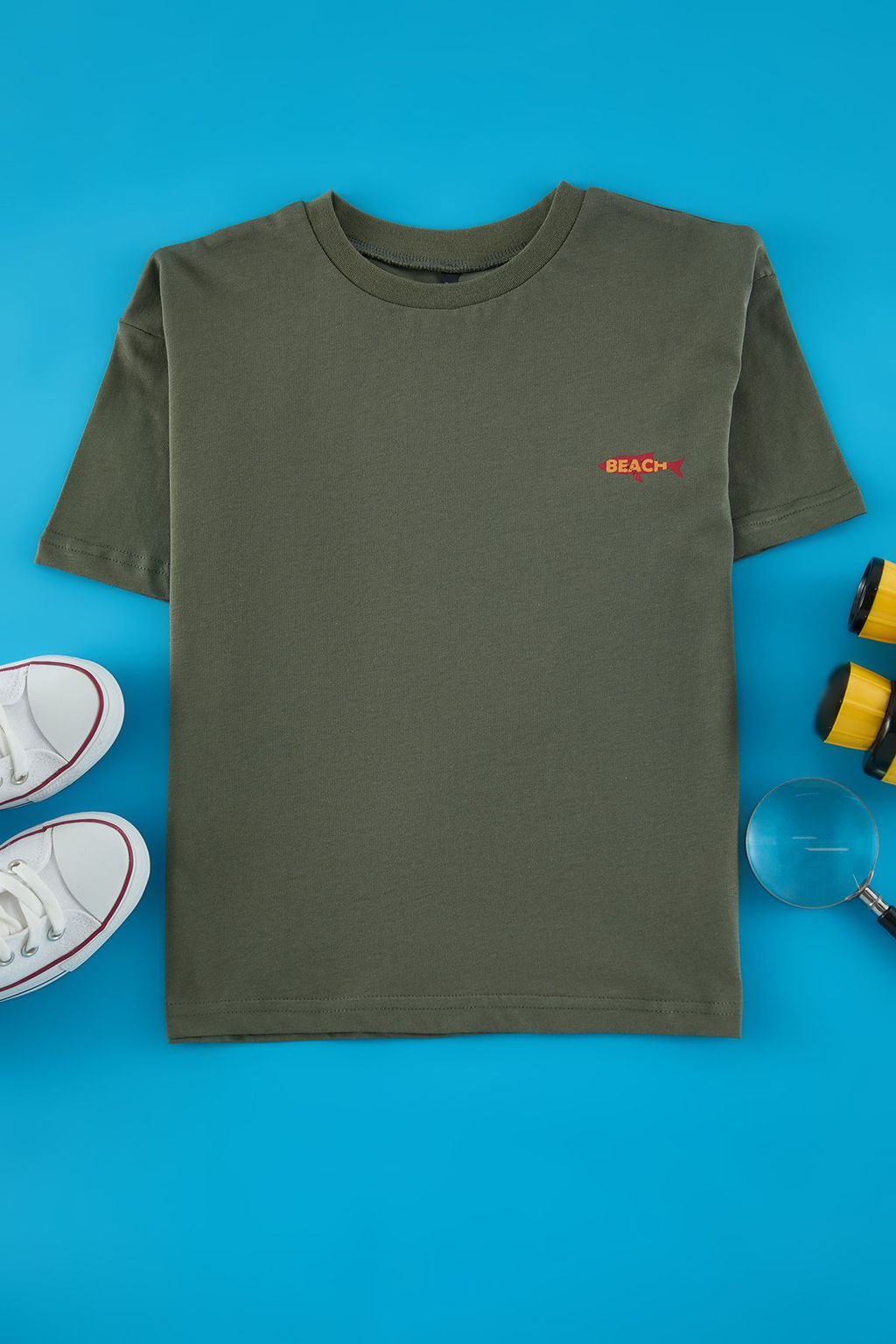 Ekru Erkek Cocuk %100 Pamuk S?rt Bask?l? Regular/Normal Kal?p K?sa Kol Orme T-Shirt TKDSS25TS00038 - Trendyolmilla фото 4