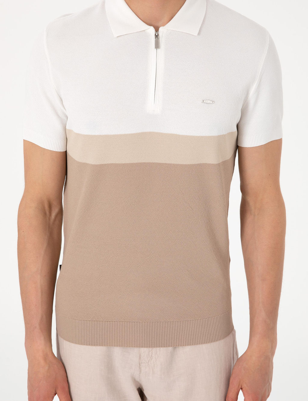 Vizon Slim Fit Polo Yaka Fermuarl_ Triko Ti__rt