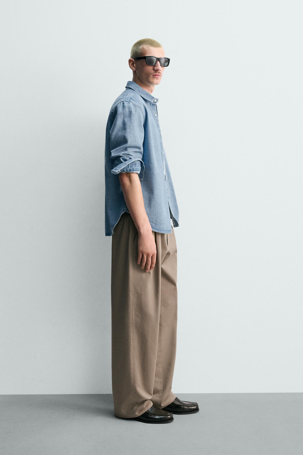 Рубашка Denim Regular Fit пастельно-голубая