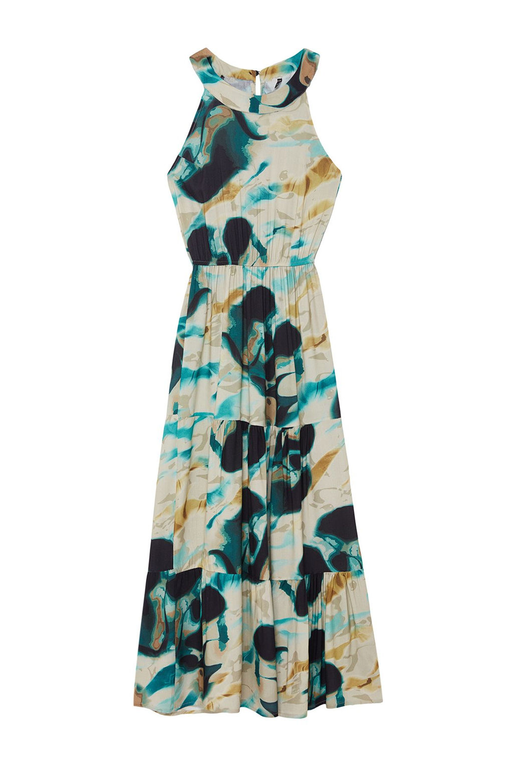 Siyah Soyut Desenli A Kesim Halter Yaka Maxi Dokuma Elbise TWOSS24EL01025 - Trendyolmilla фото 6