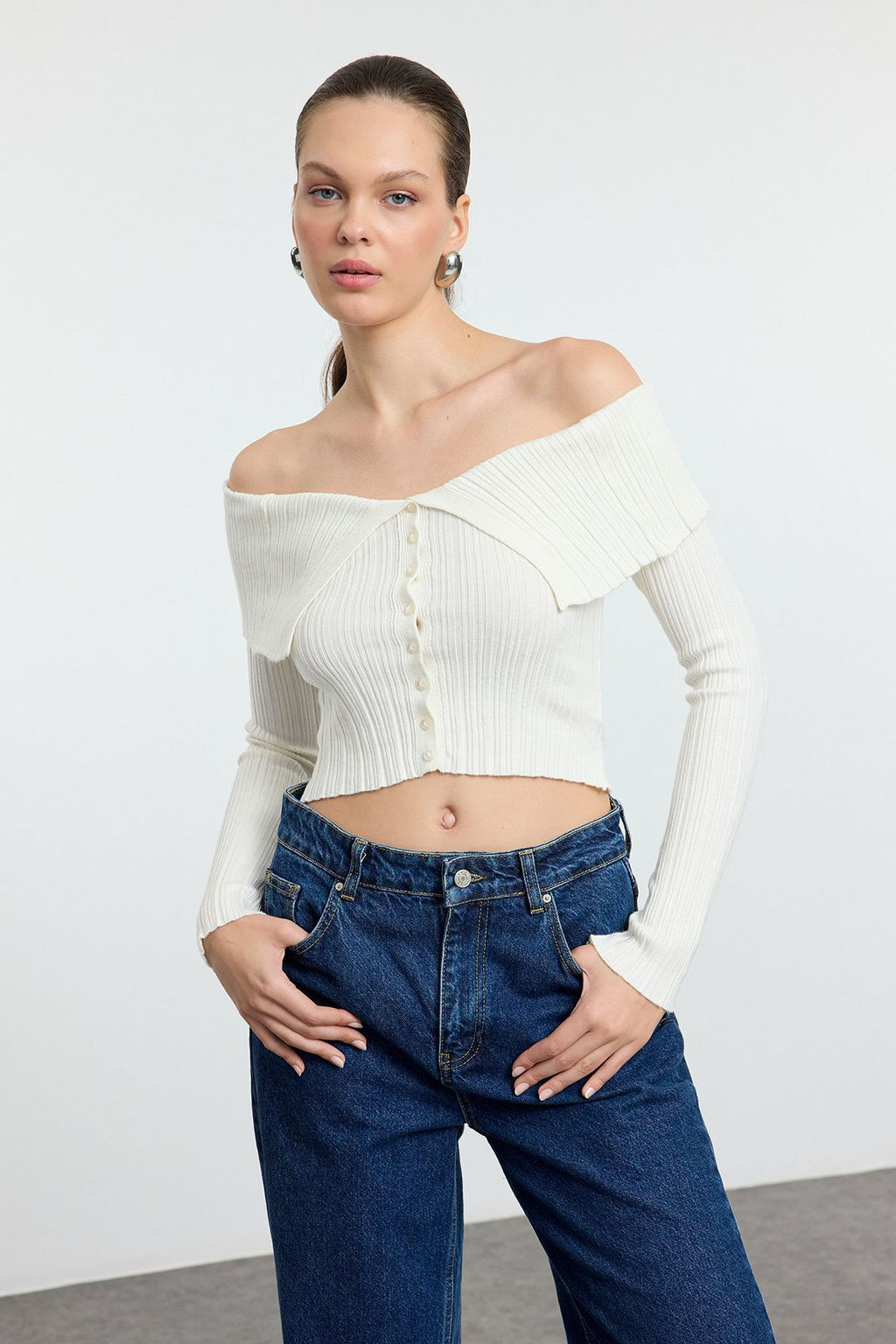 TRENDYOLMILLA Turuncu Crop Premium Iplik/Ozel Iplik Triko H?rka TWOAW25HI00095 фото 6