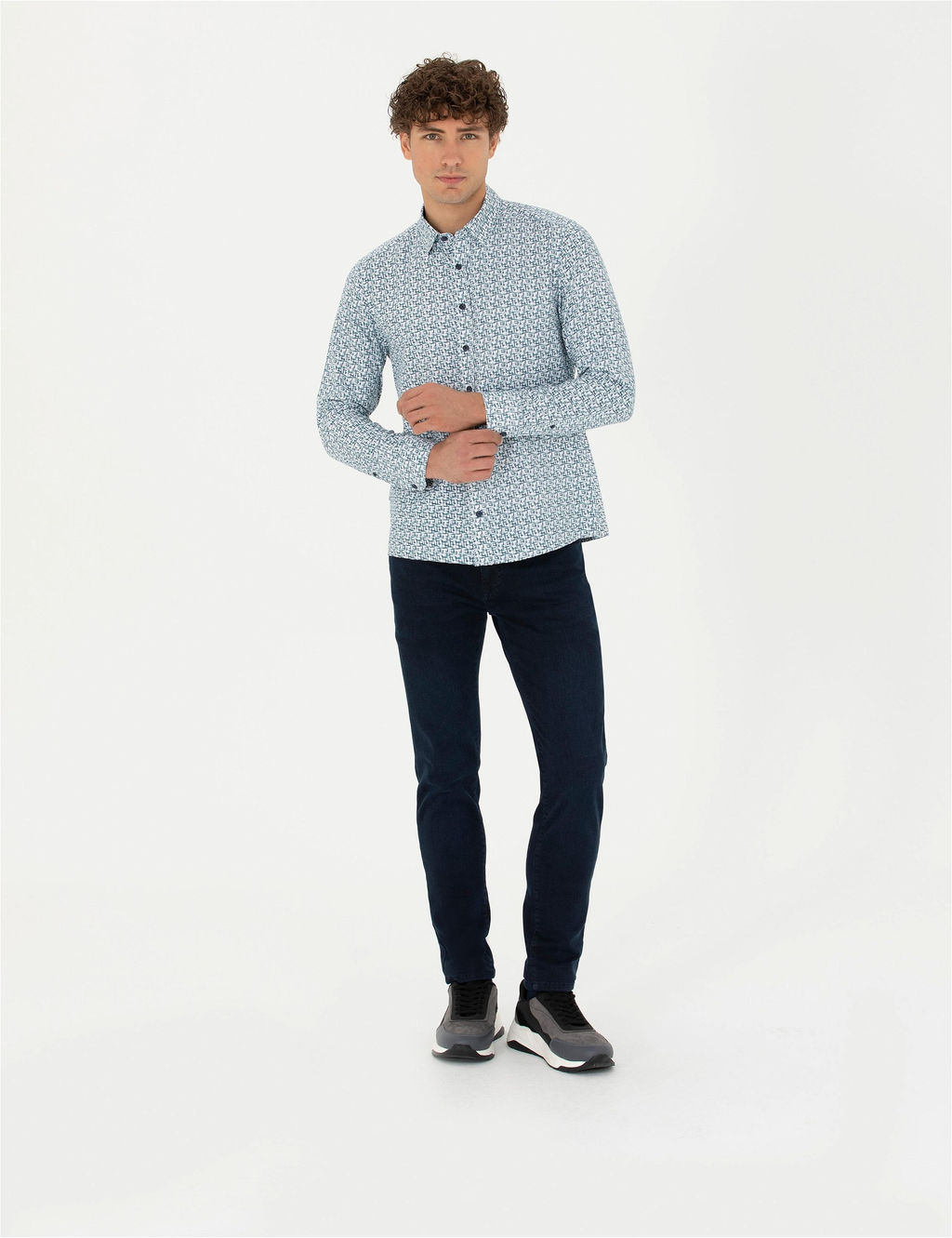 A__k Lacivert Slim Fit Uzun Kollu G_mlek - Pierre cardin фото 4