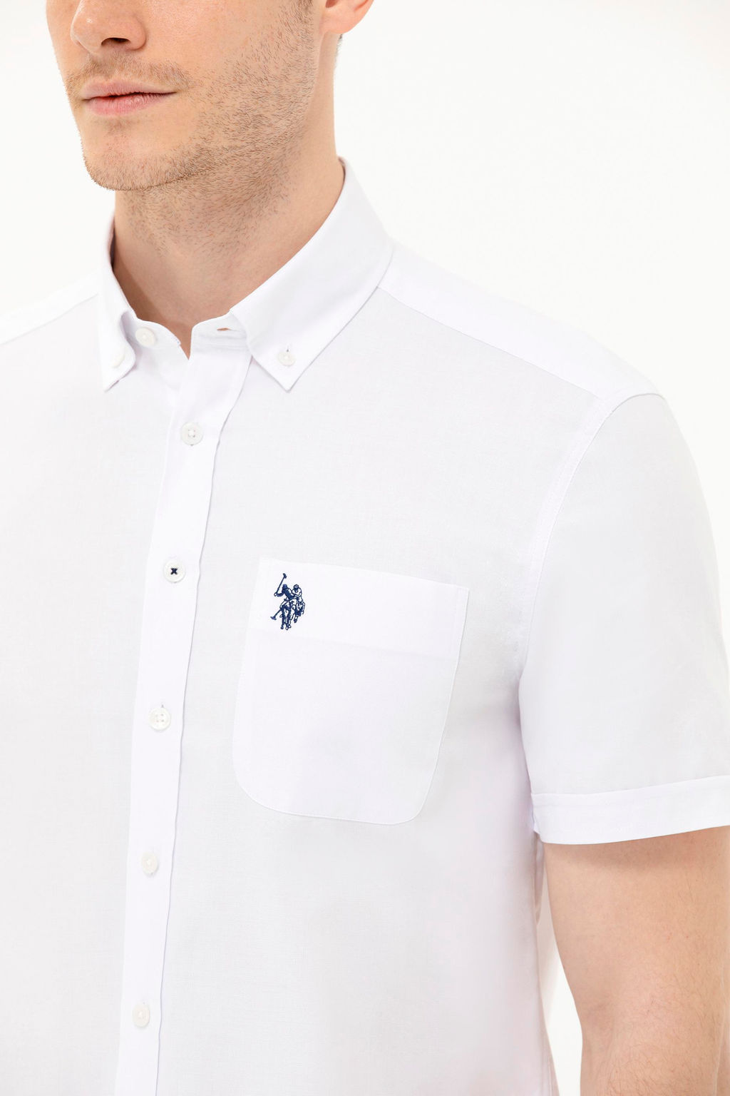 Мужская белая рубашка с коротким рукавом - U.s. polo assn фото 21