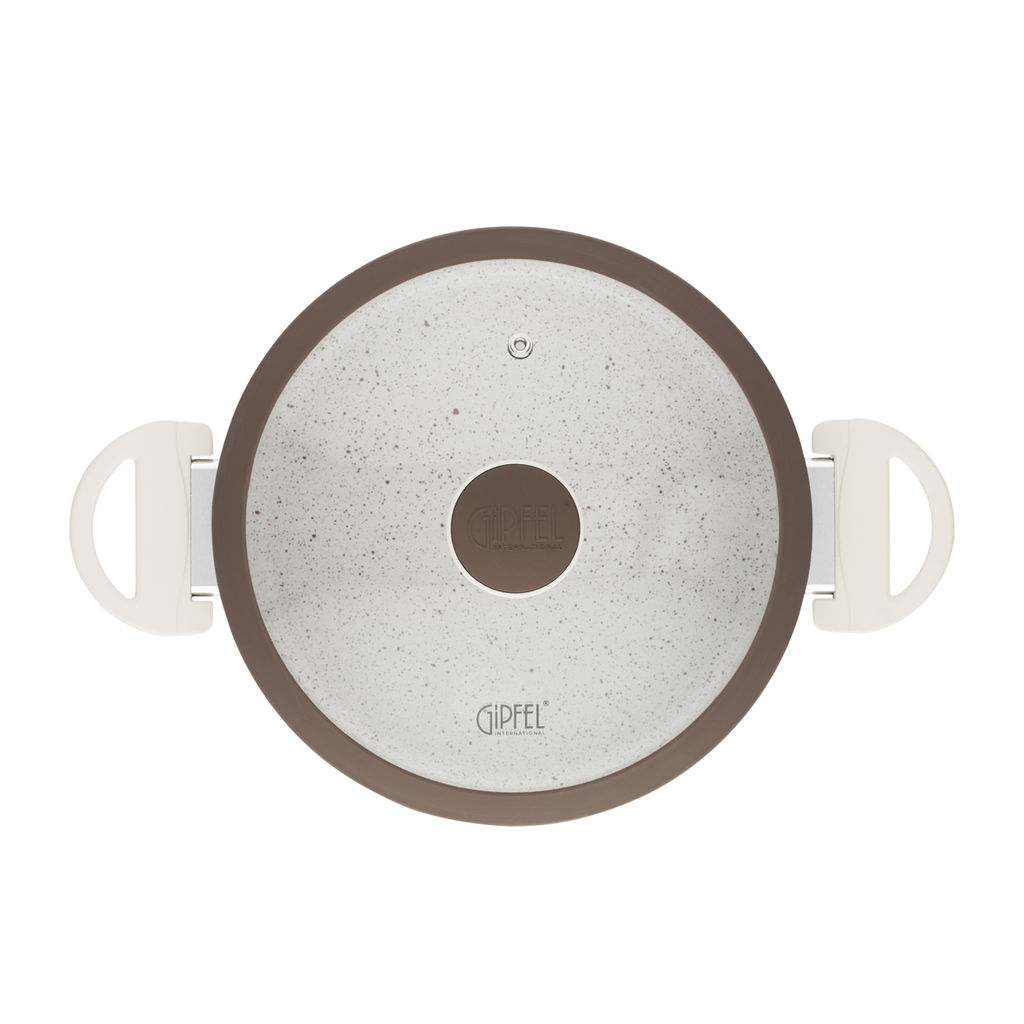 0433 GIPFEL Кастрюля SONRIZO 24см/5,5л из кованого алюминия со стеклянной крышкой, с индукционным дном, с 3-слойным антипригарным мраморным покрытием Excilon Marble. Толщина: 2,0/4,0мм  фото 3