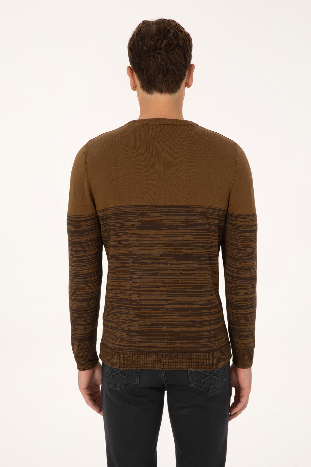 Erkek Slim Fit Bisiklet Yaka Haki Kazak - U.s. polo assn фото 5