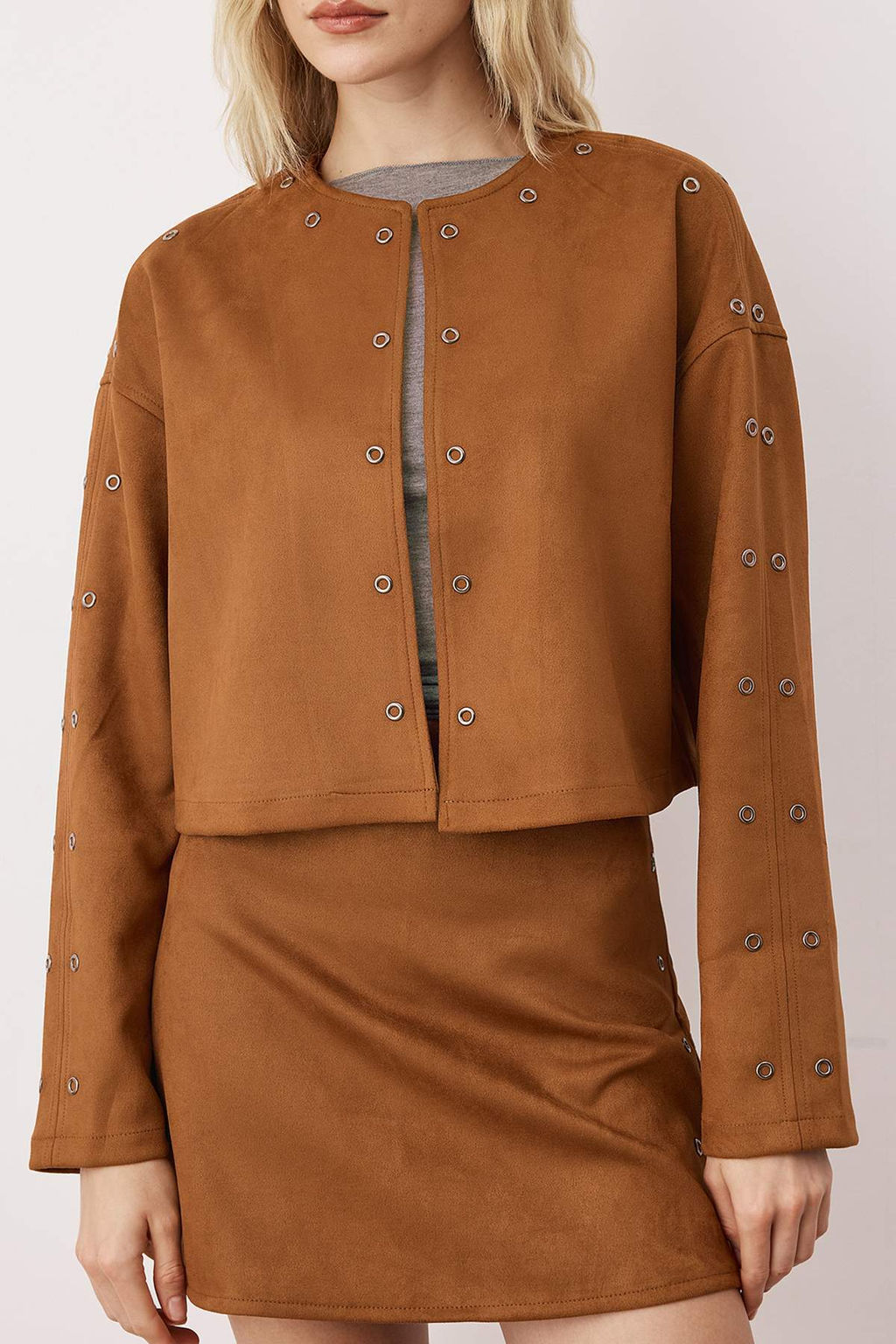 Camel Kus Gozu Aksesuarl? Dokuma Suet Ceket TWOAW26CE00039 - Trendyolmilla фото 4