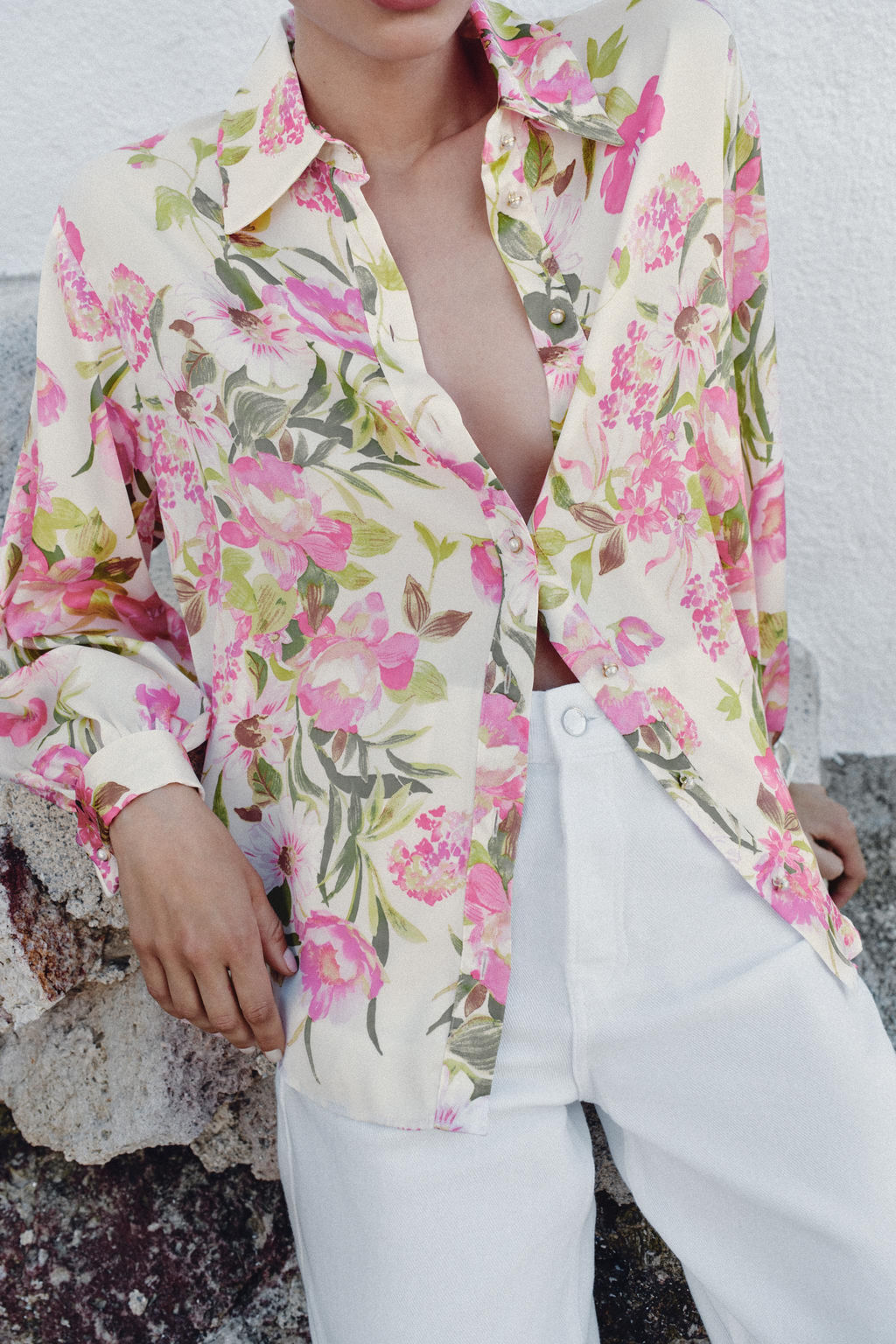 CAMISA SATINADA ESTAMPADO FLORAL / Multicolor - Zara фото 5
