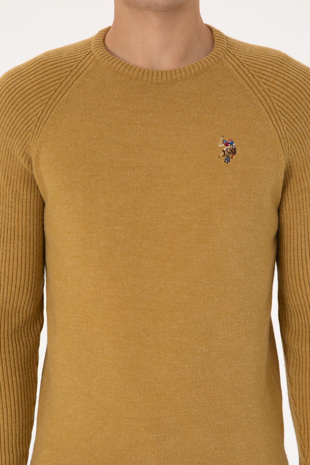 Erkek Regular Fit Bisiklet Yaka Hardal Kazak - U.s. polo assn фото 6