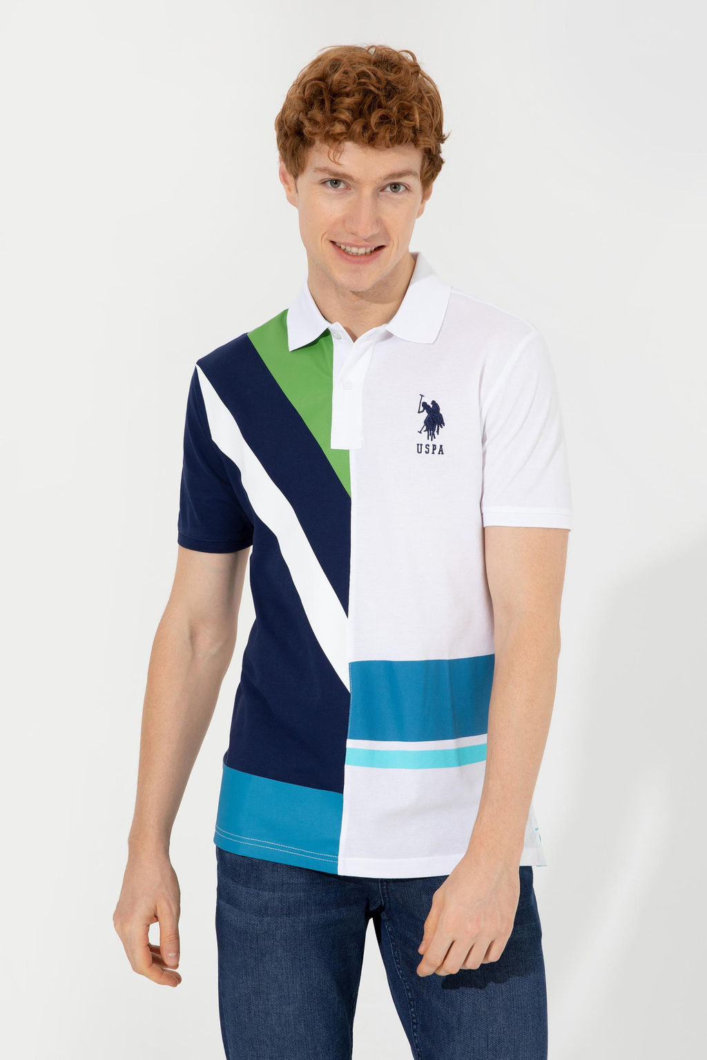 Мужская темно-синяя футболка с воротником-поло - U.s. polo assn фото 9