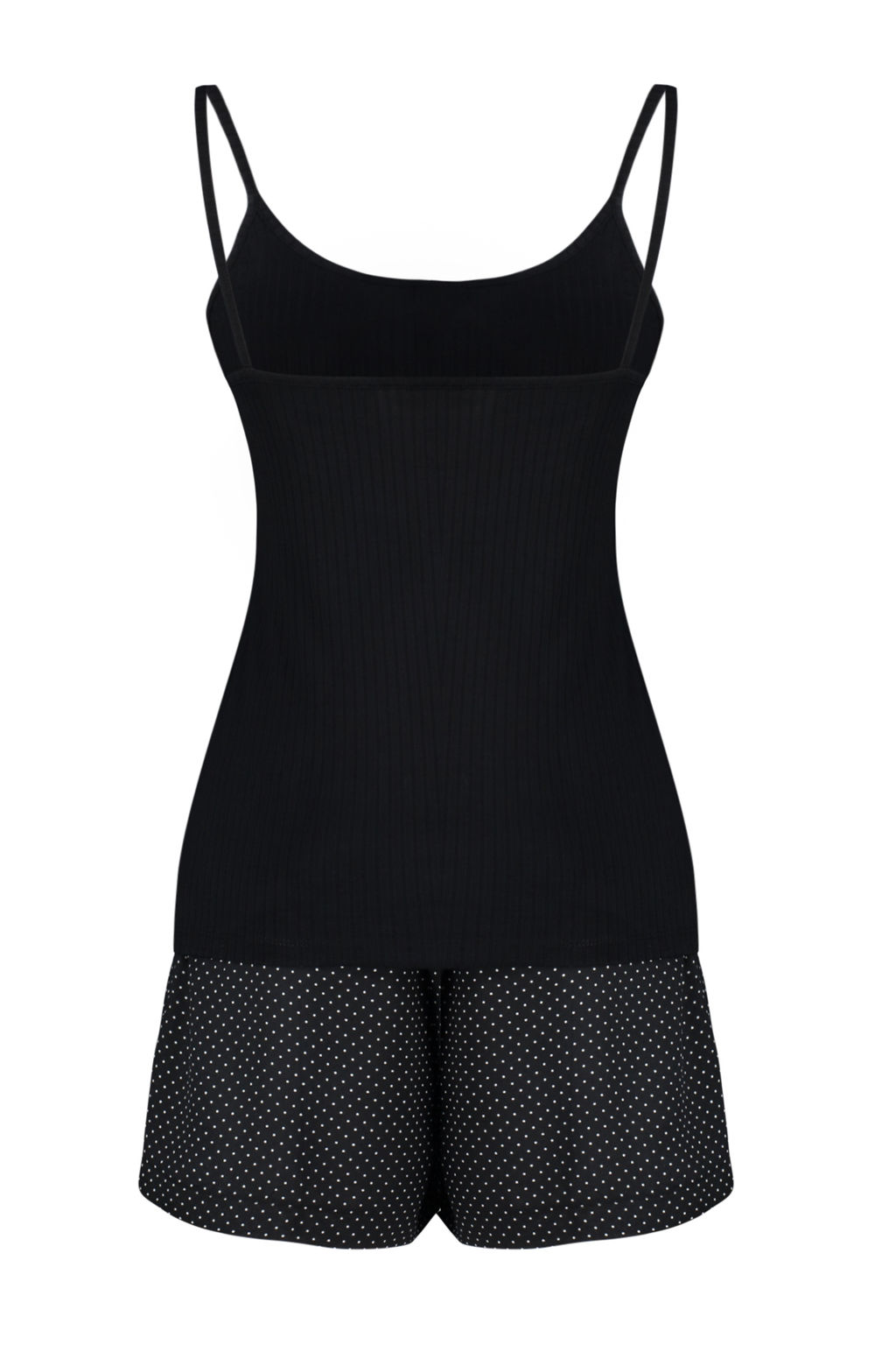 Trendyolmilla Siyah %100 Pamuklu Puantiyeli Dugme Detayl? Ip Ask?l? Sortlu Orme Pijama Tak?m? THMSS24PT00335 фото 8