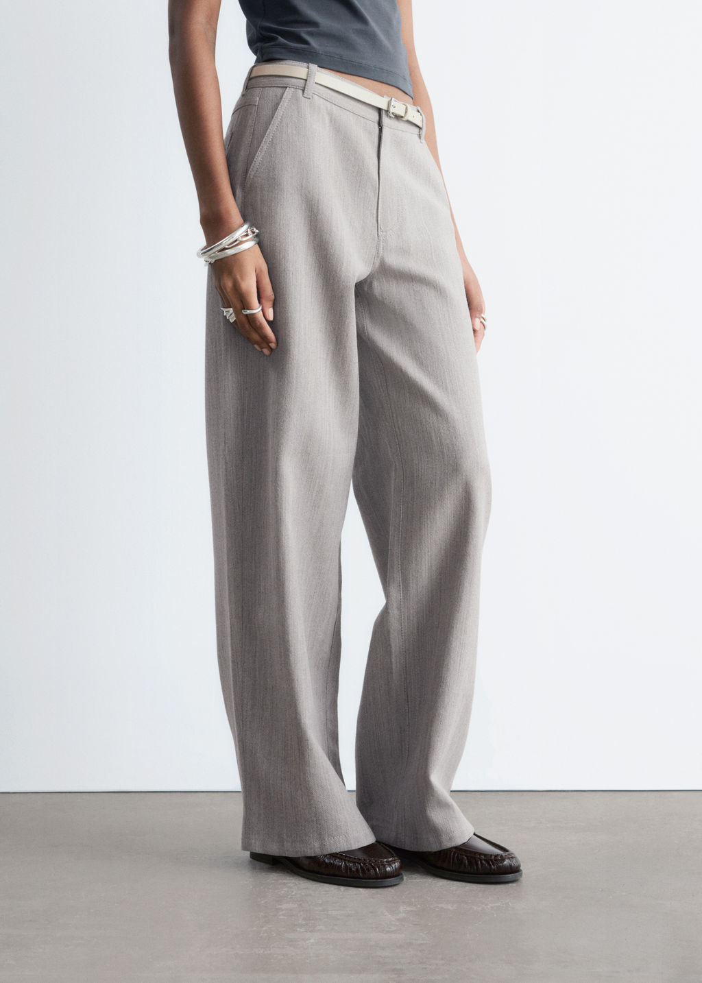 Pantalones de lana de perneras anchas - H&m фото 3