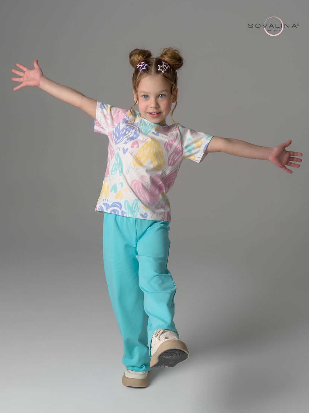 Костюм Лето акварельные сердечки-мята - Sovalina фото 12