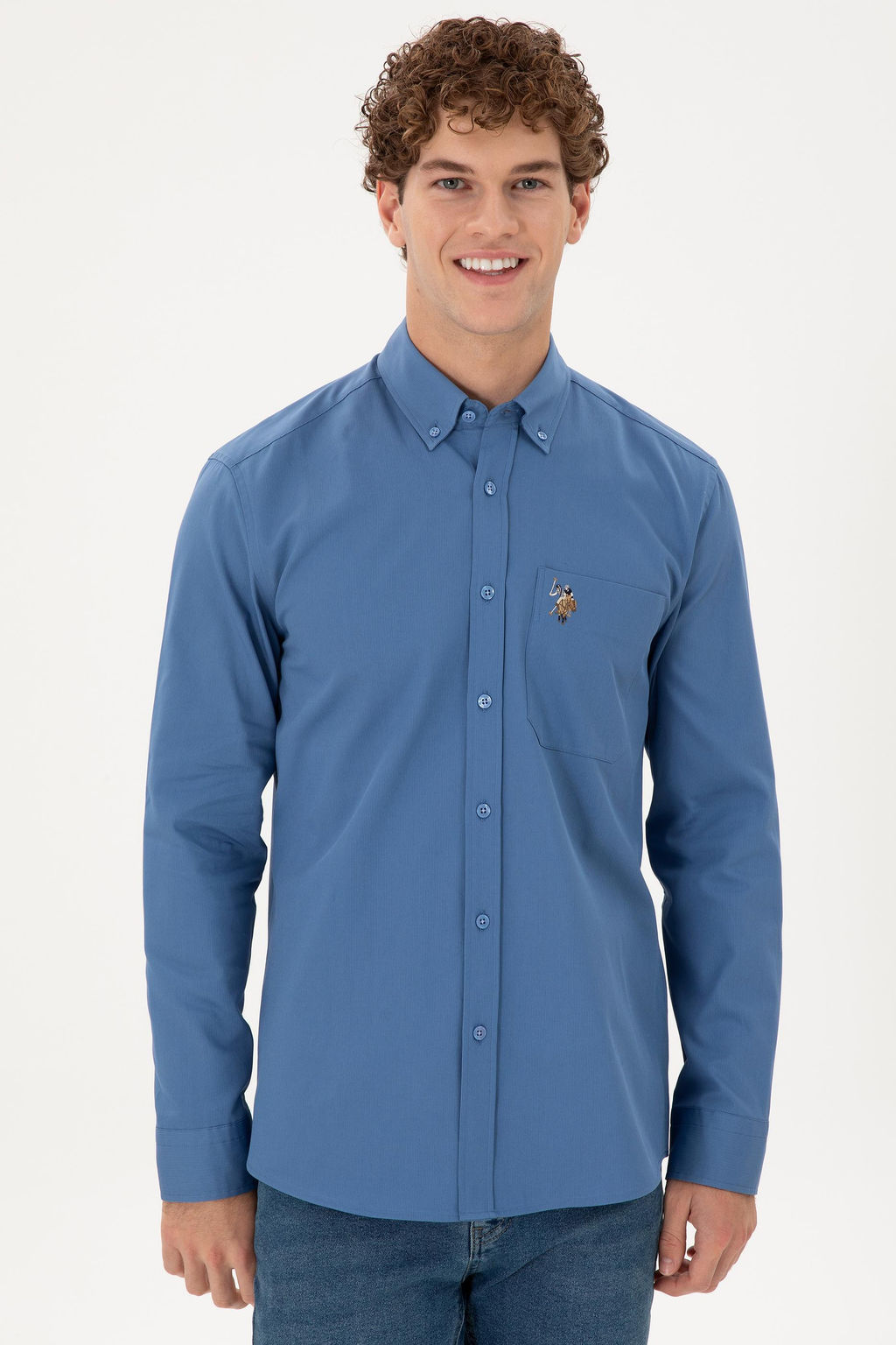 Мужская темно-синяя рубашка с длинным рукавом Неожиданная скидка в корзине - U.s. polo assn фото 3