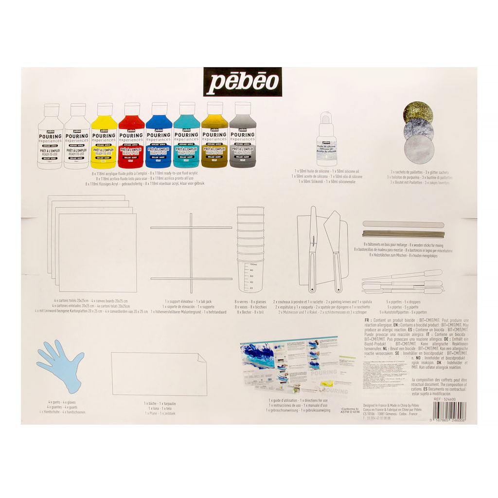 Краска акриловая PEBEO подарочный набор акриловых красок для Флюид Арт 118 мл 524600