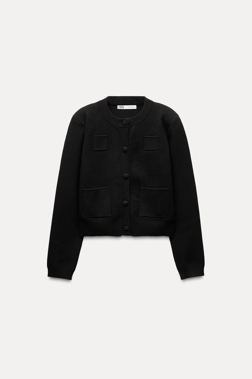 PLAIN KNIT CARDIGAN WITH SHOULDER PADS - Zara фото 3